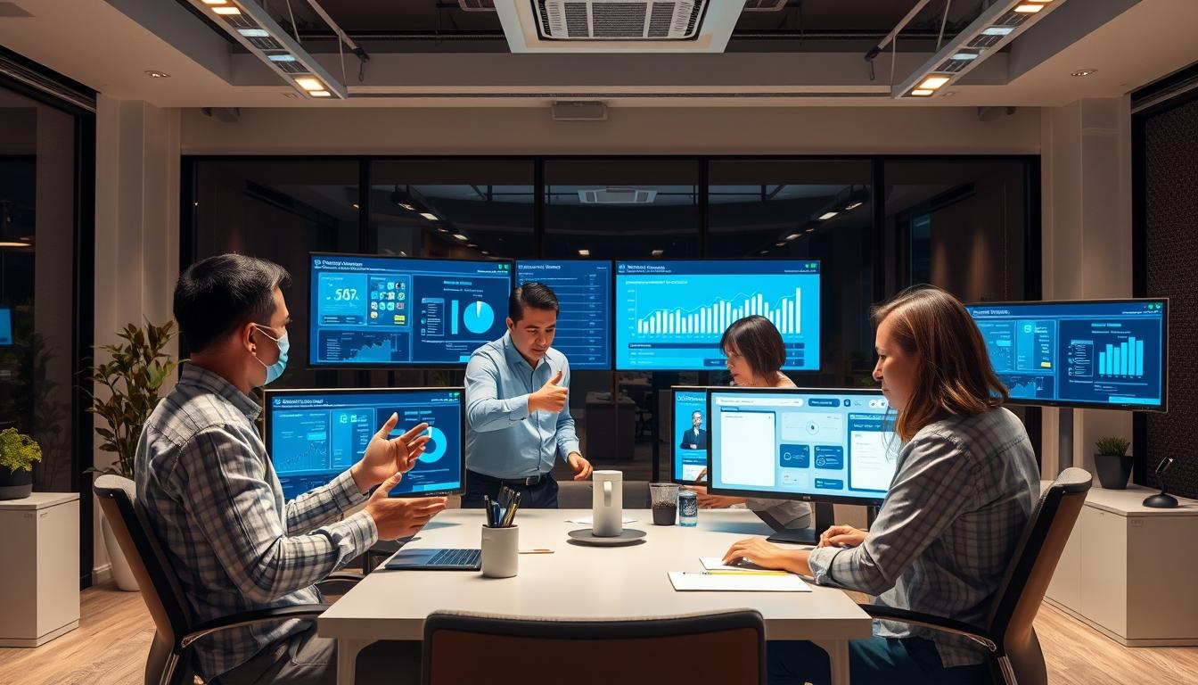 Business software development team collaboration